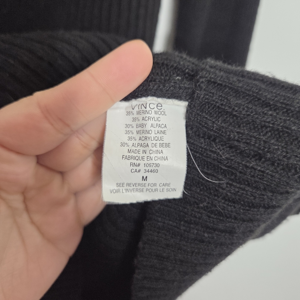 Vince Baby Alpaca Blend Black Convertible Collar Cardigan w/Pockets M - Picture 5 of 7